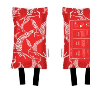 Punainen kuosi valkoisilla linnuilla