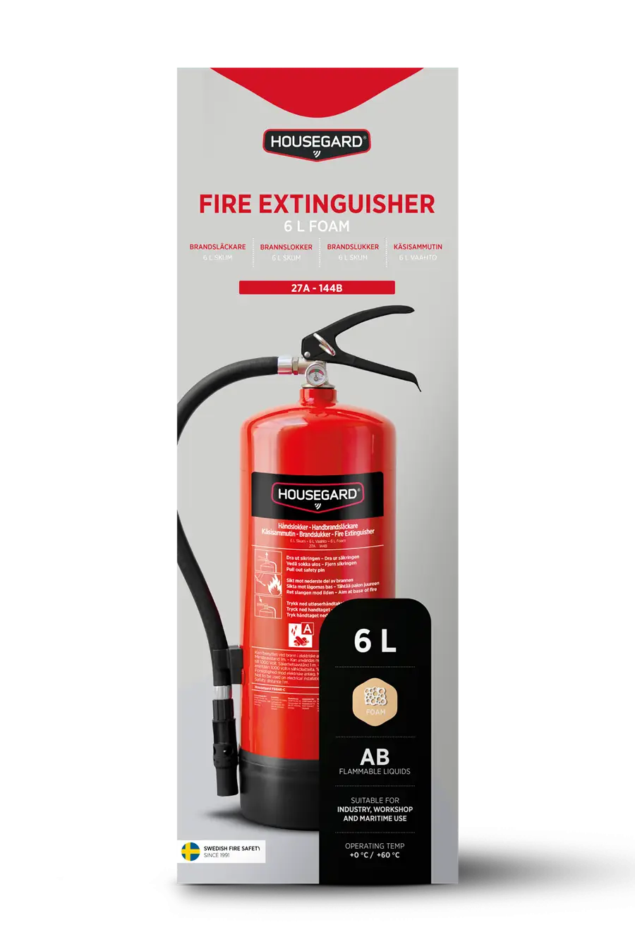 PFAS-vapaa vaahtosammutin 6L, 27A 144B, Housegard - Image 2
